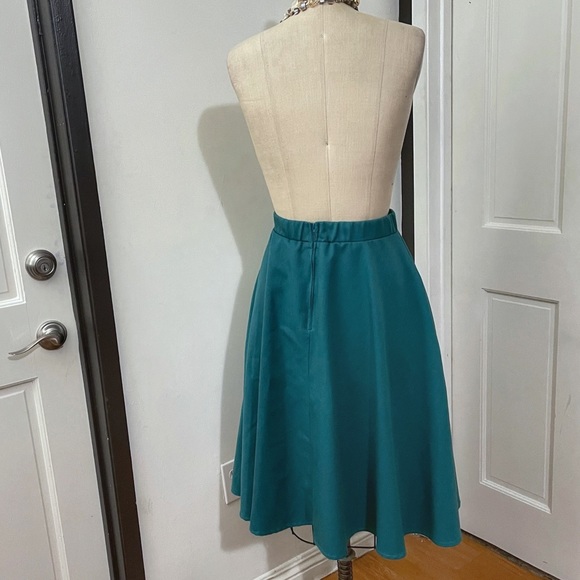 Vintage Inspired Teal Circle MIDI Skirt - Picture 7 of 9